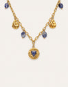 Cyanite Denim Multicharms Gold-Plated Steel Necklace