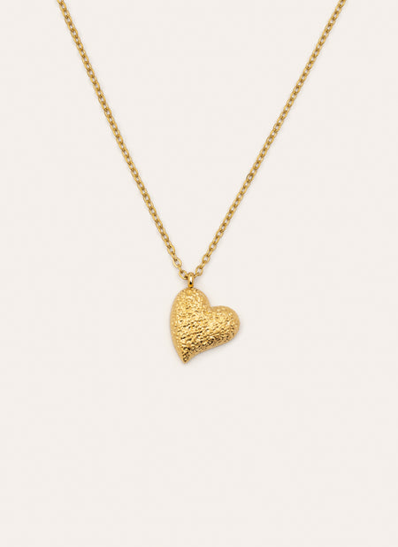 Collar Organic Heart Acero Baño Oro