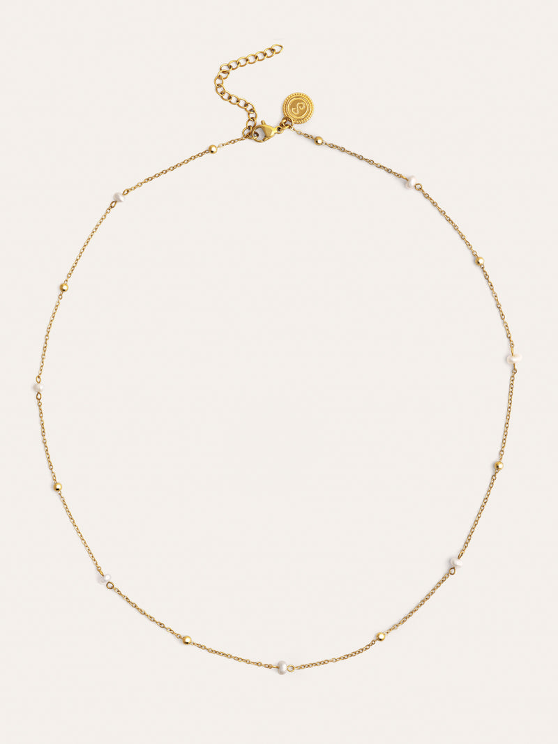 Collier Pearl Dots Acier Plaqué Or