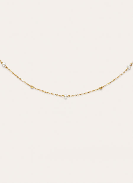 Collier Pearl Dots Acier Plaqué Or