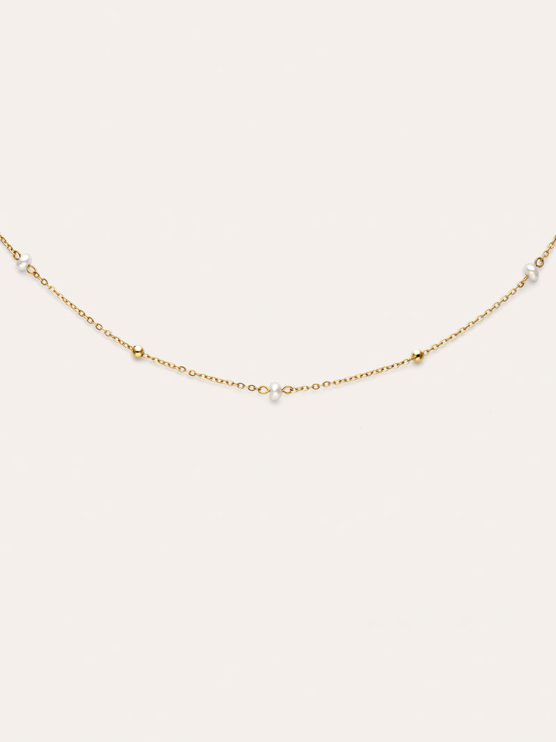Collier Pearl Dots Acier Plaqué Or