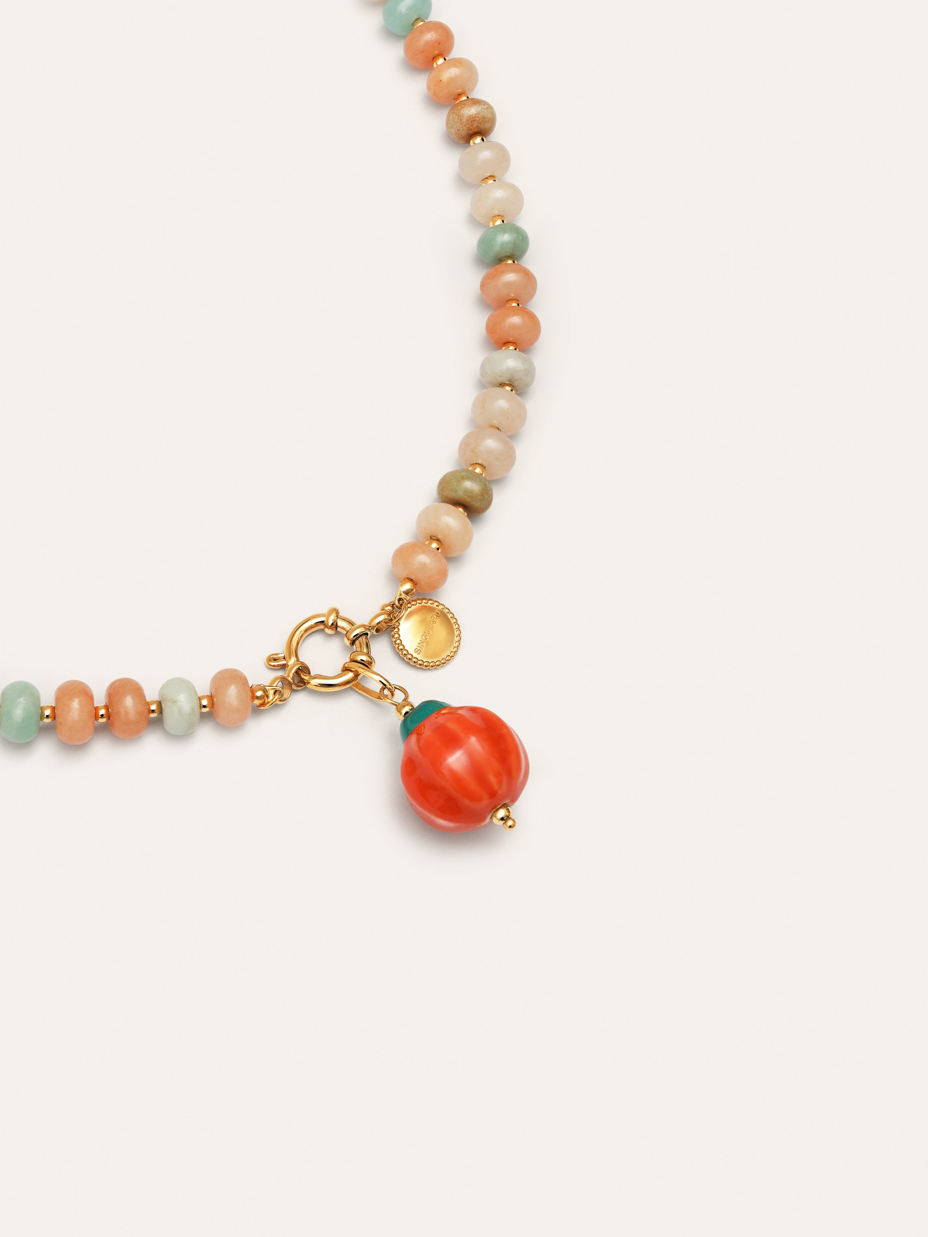 Pumpkin Stones Stainless Steel Gold Necklace