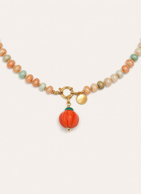 Collar Pumpkin Stones Acero Baño Oro