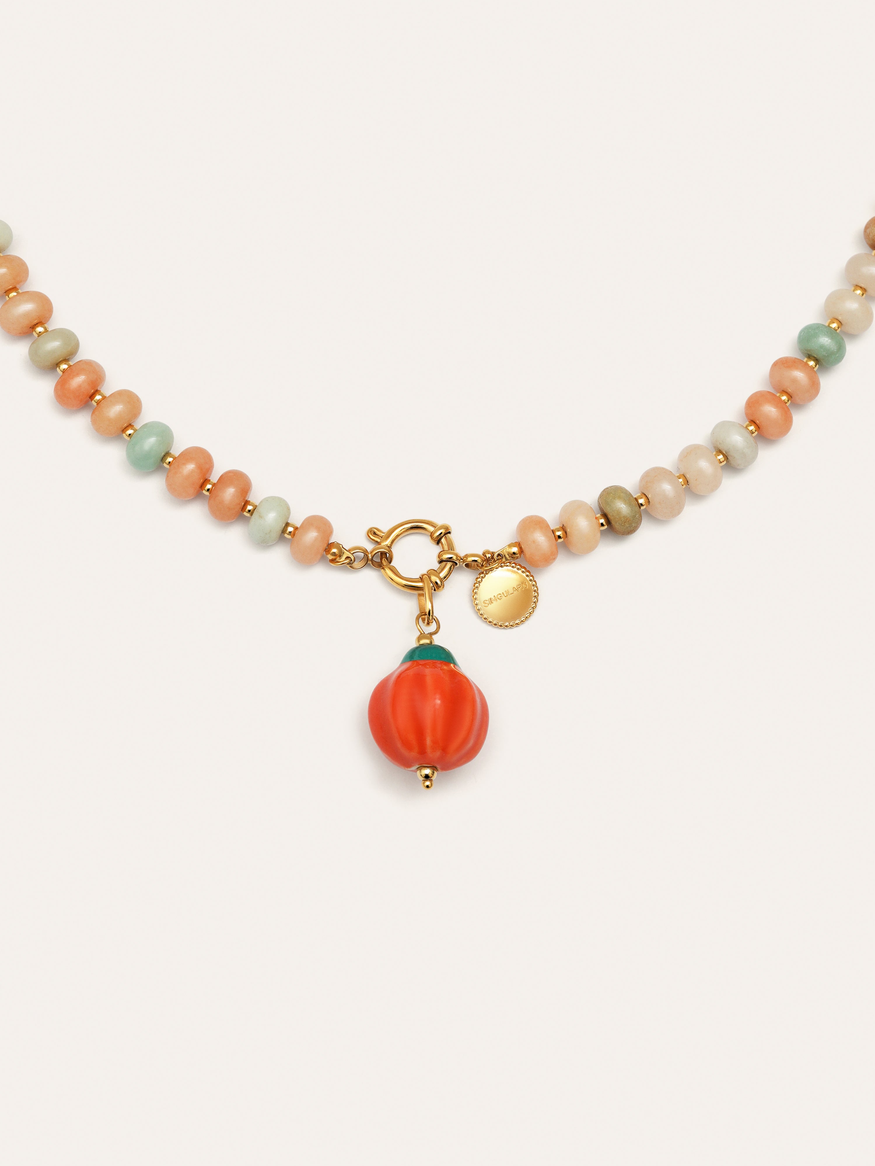 Pumpkin Stones Stainless Steel Gold Necklace