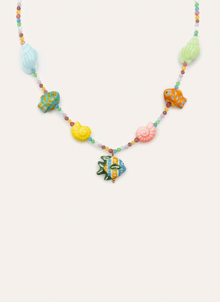 Collar Reef Acero Baño Oro