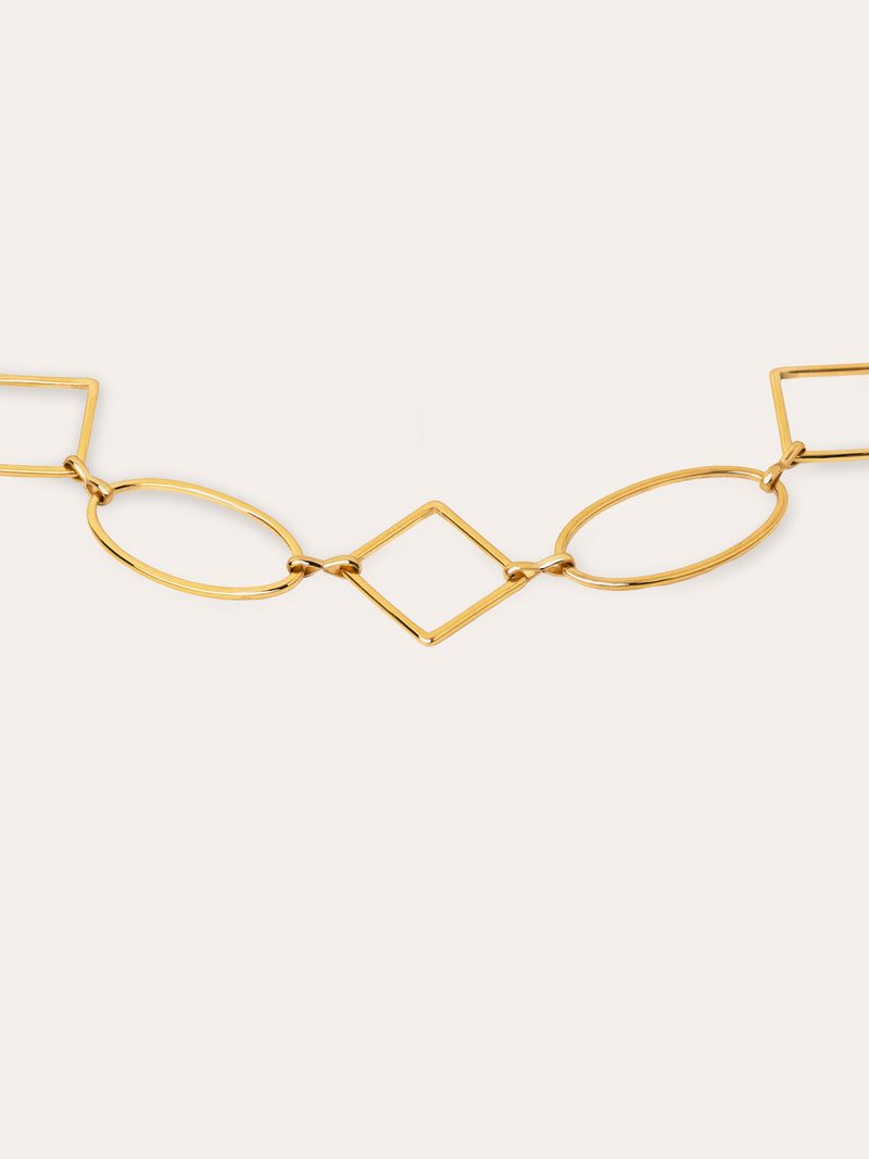 Choker Rhomb & Oval Acier Plaqué Or