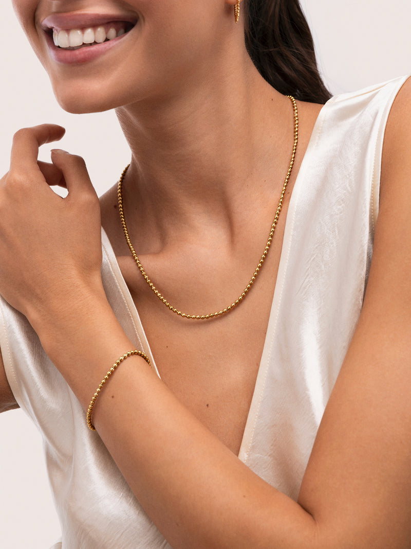 Bracelet chapelet acier plaqué or