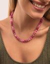 Rosé Stones Stainless Steel Gold Necklace 