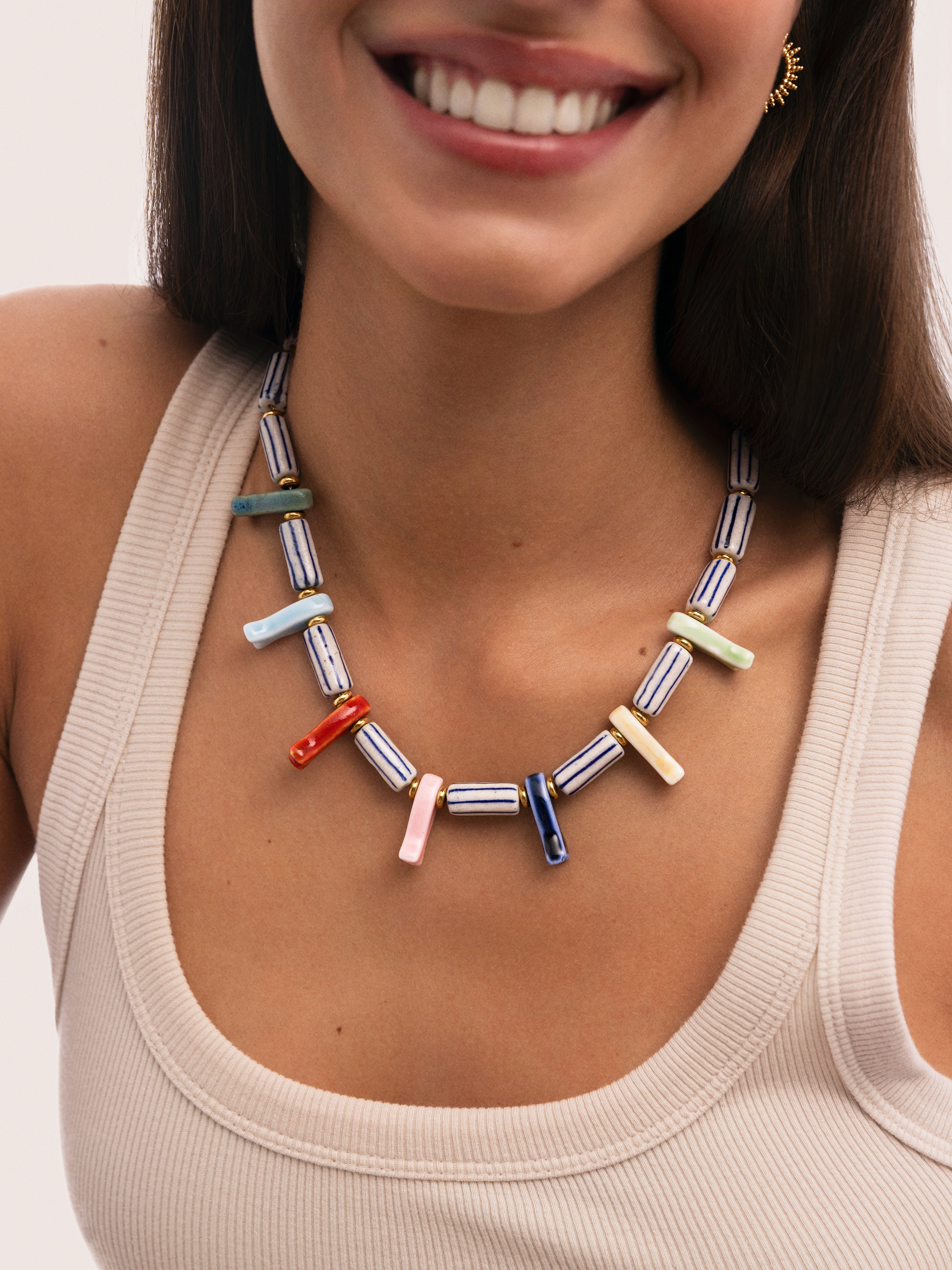 Santorini Necklace Gold Plated Steel