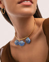 Choker Shelly Blue Aço Banho Ouro
