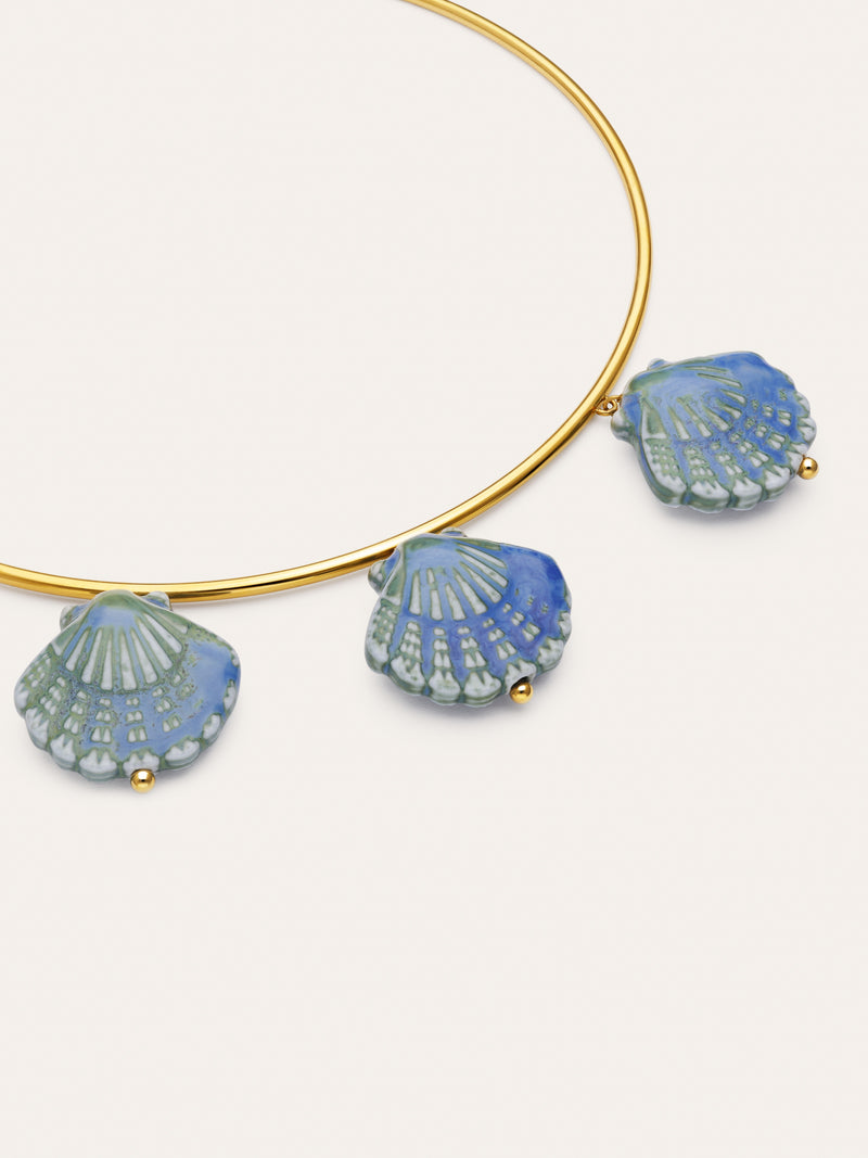 Choker Shelly Blue Aço Banho Ouro