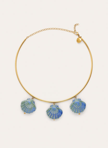 Choker Shelly Blue Acier Plaqué Or