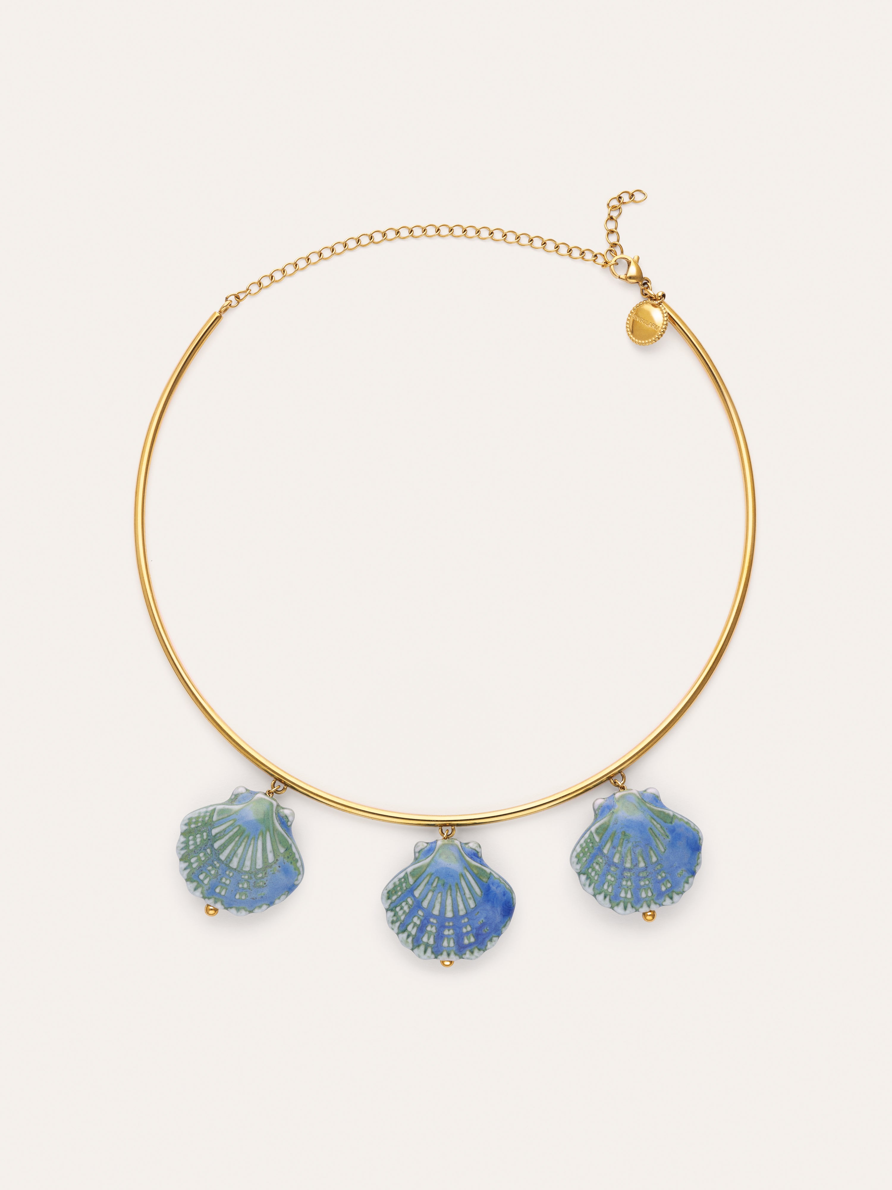 Choker Shelly Blue Aço Banho Ouro