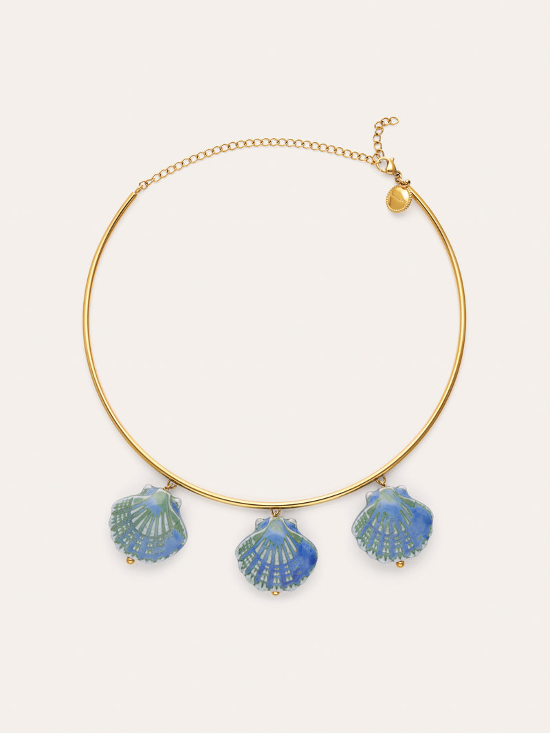 Choker Shelly Blue Aço Banho Ouro