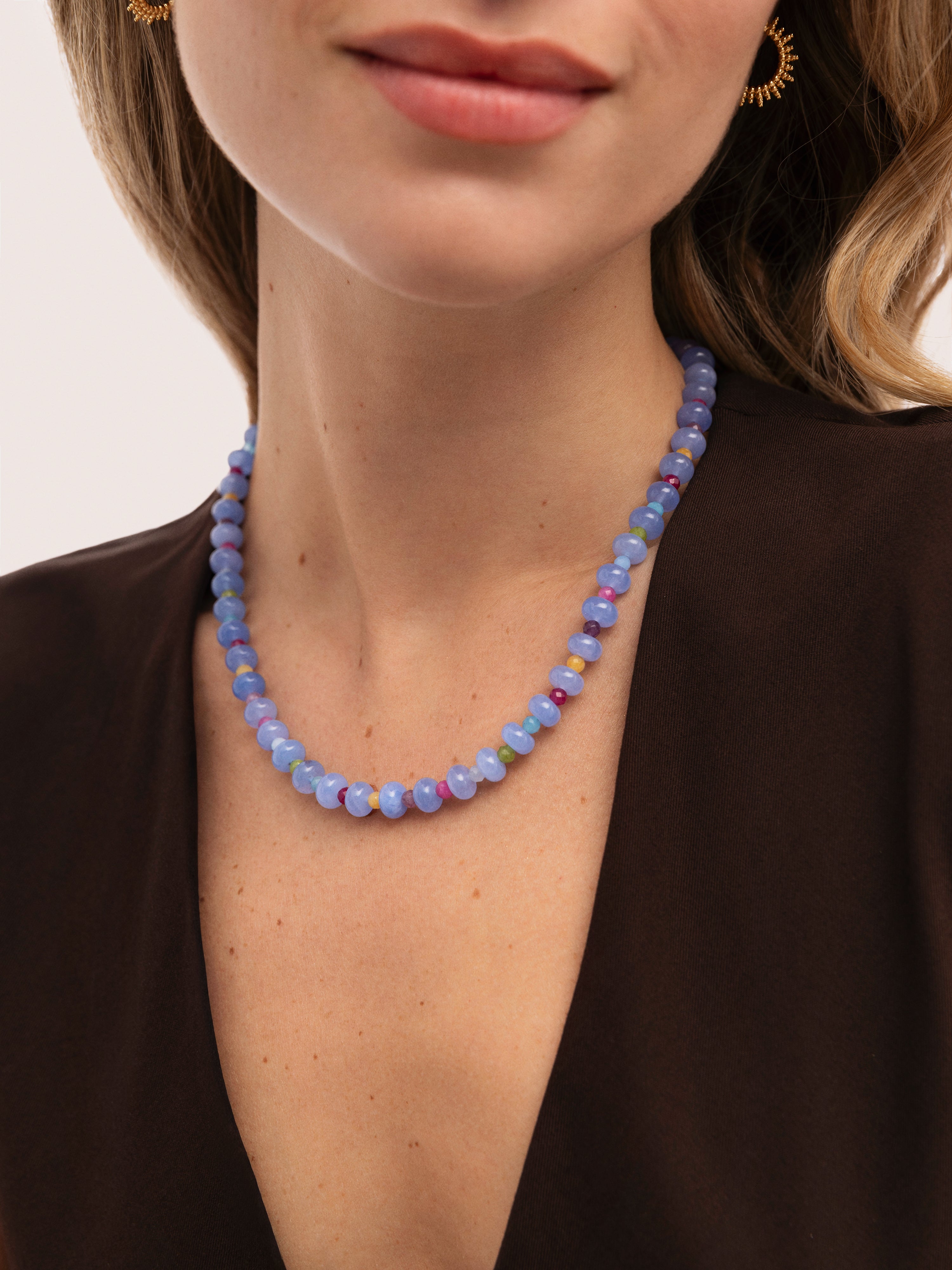 Collar Skycolor Stones Acero Baño Oro