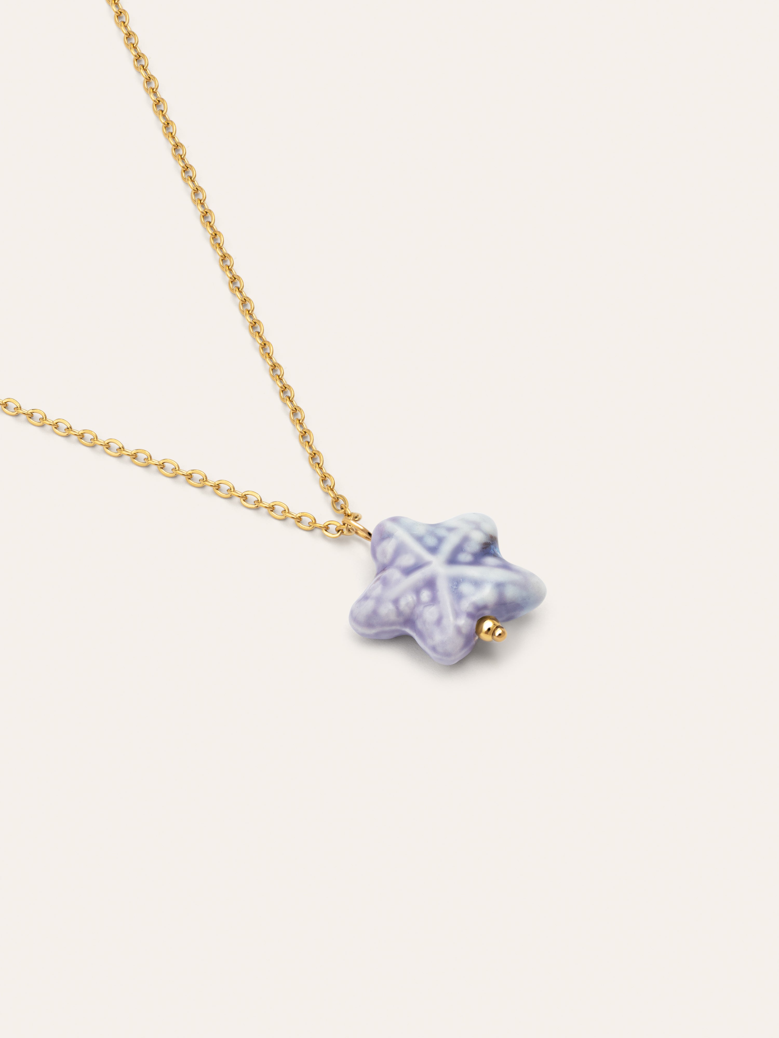 Collar Starfish Blue Acero Baño Oro