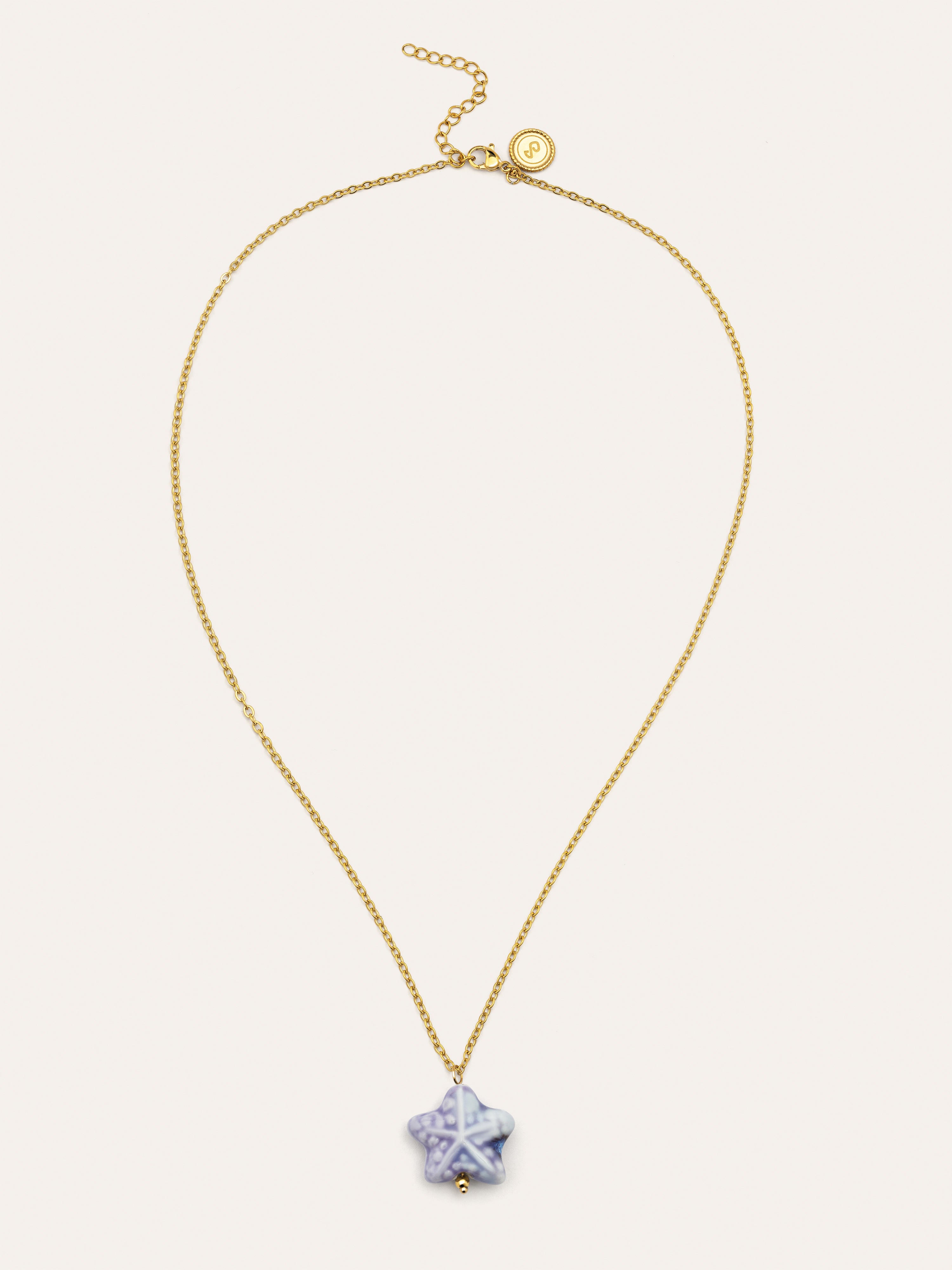 Collar Starfish Blue Acero Baño Oro