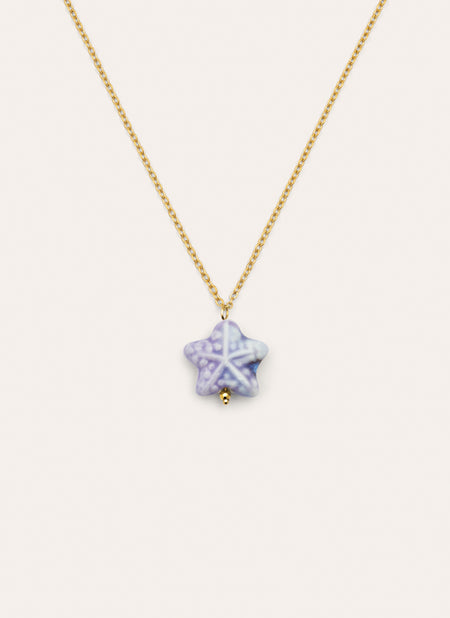 Collar Starfish Blue Acero Baño Oro