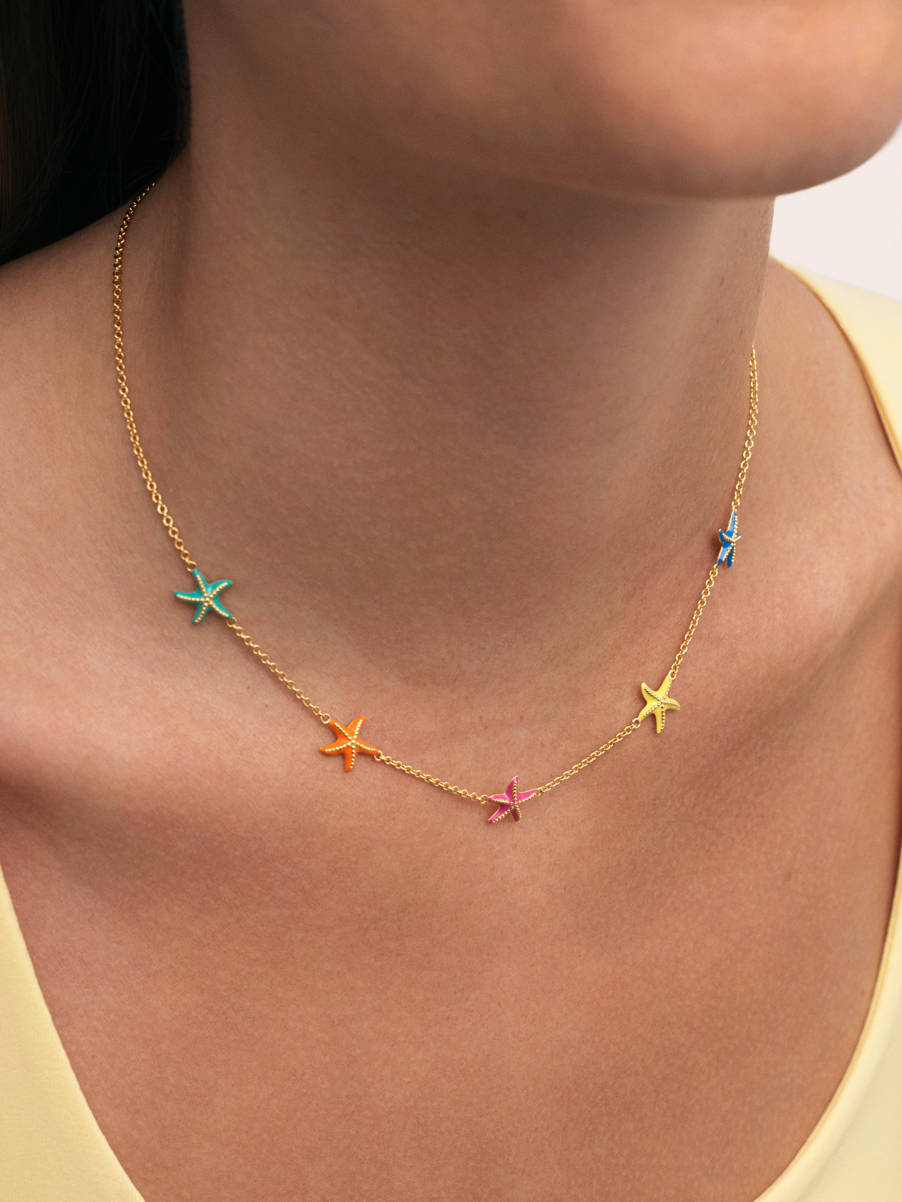Collar Starfish Enamel Colors Baño Oro