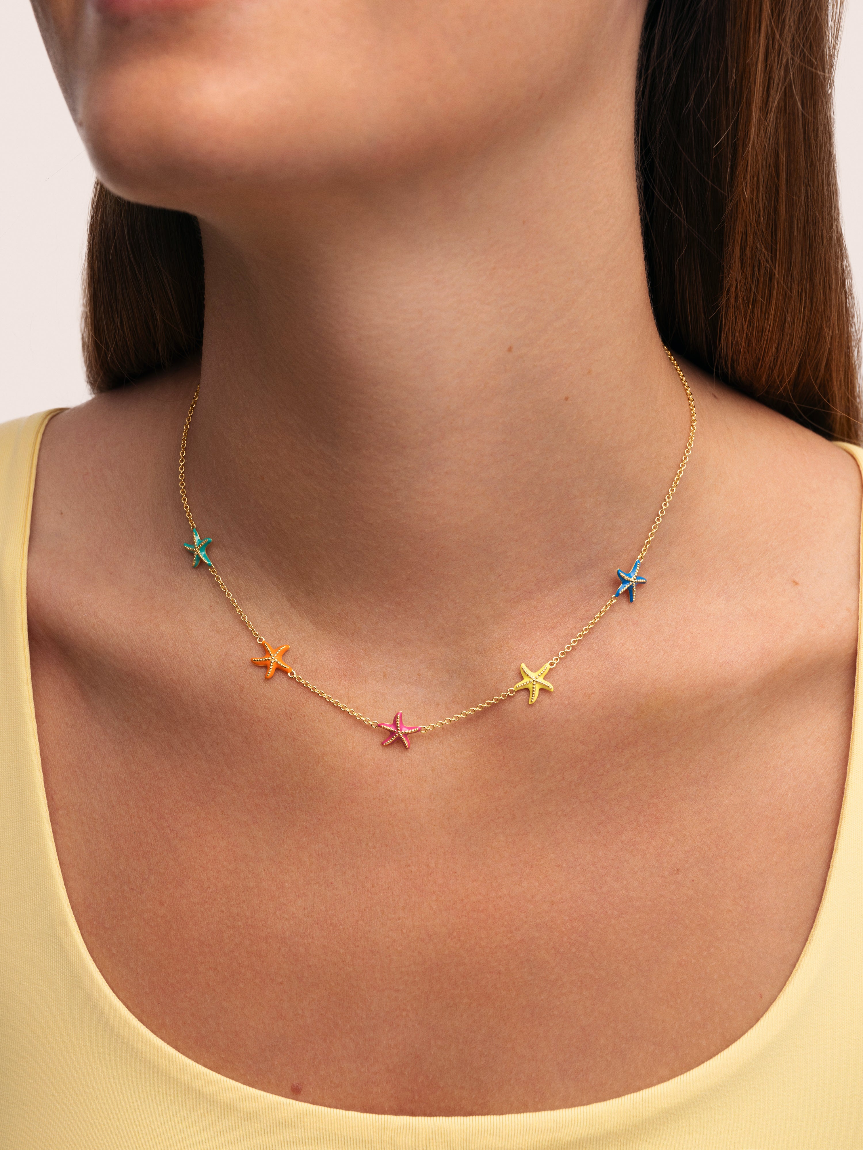 Collar Starfish Enamel Colors Baño Oro