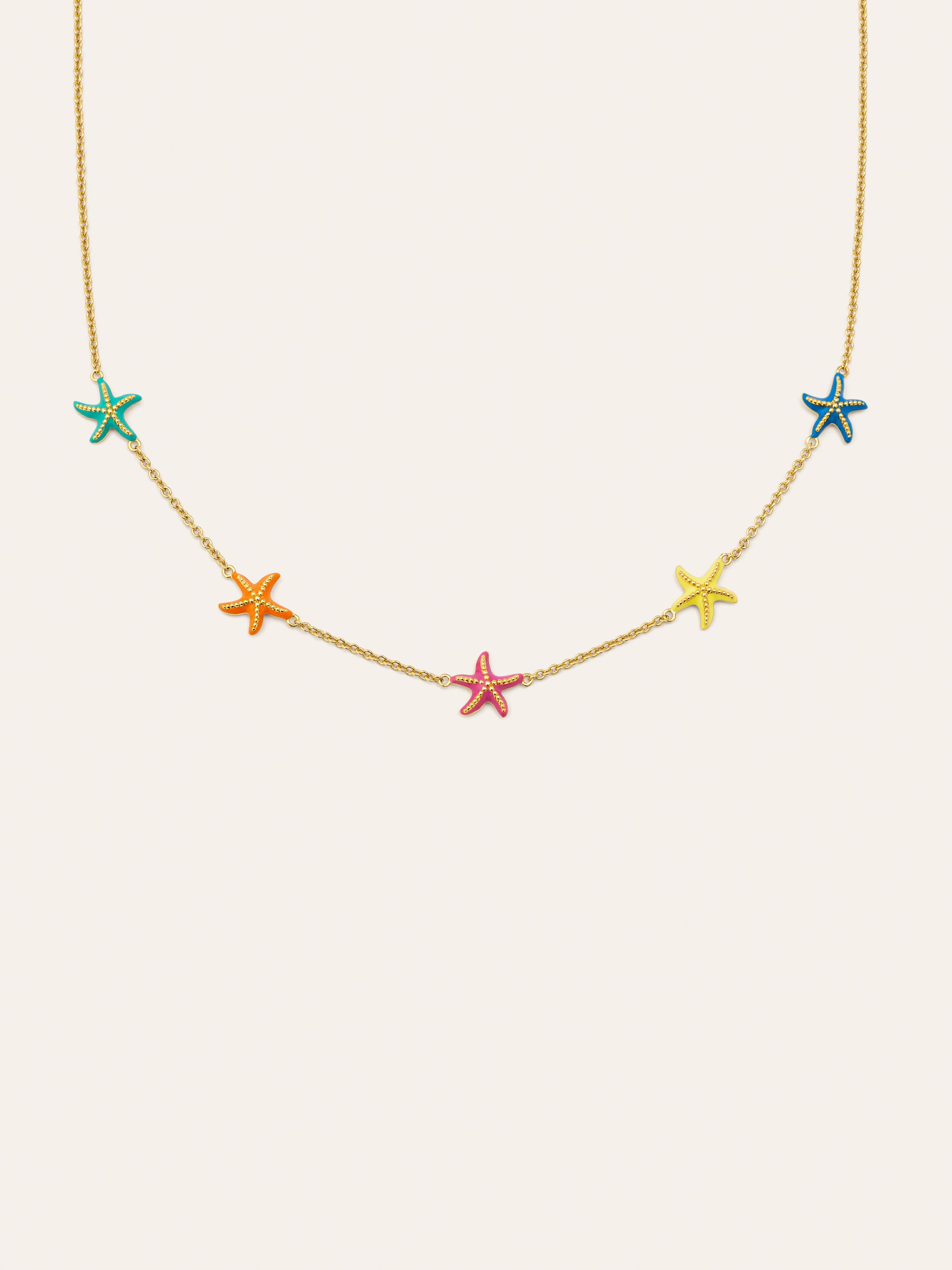 Collar Starfish Enamel Colors Baño Oro