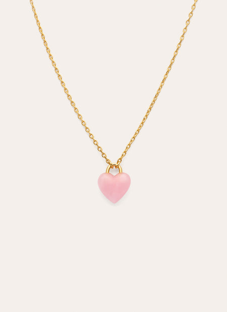 Collar Sweet Heart Pink Stone Baño Oro