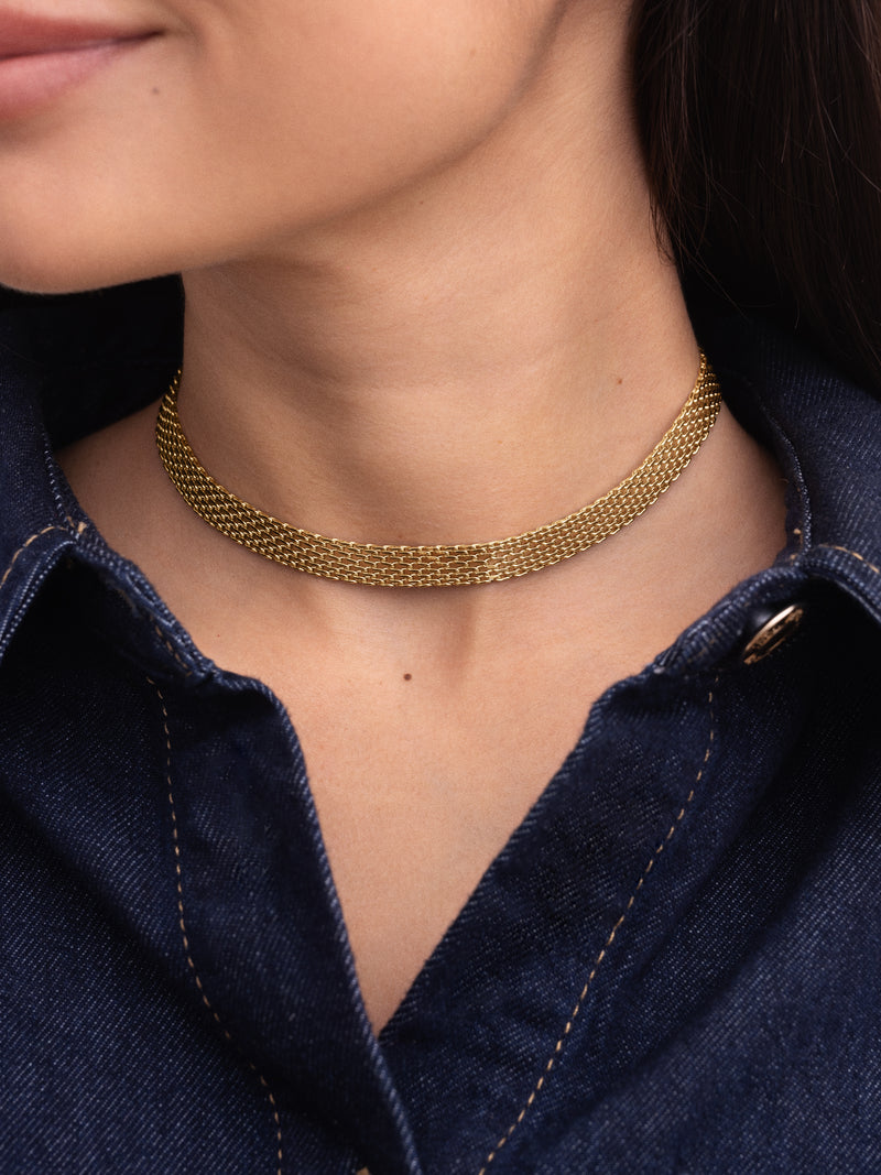 Choker Tape Aço Banho de Ouro
