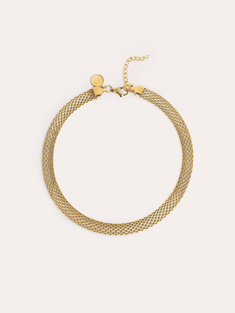 Choker Tape Aço Banho de Ouro