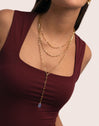 Collar Triple Chic Drop Acero Baño Oro