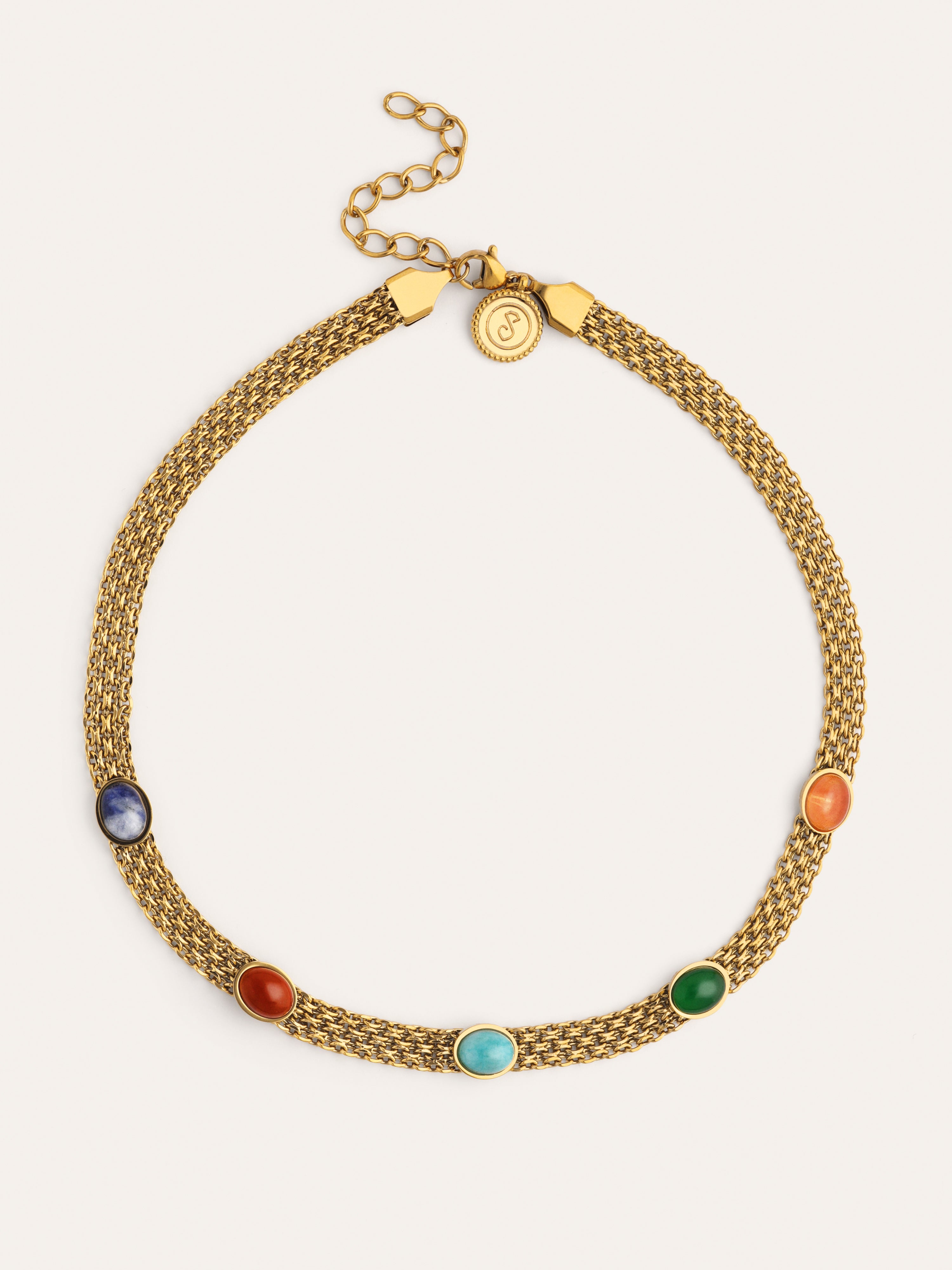 Choker Tape Stones Aço Banho de Ouro
