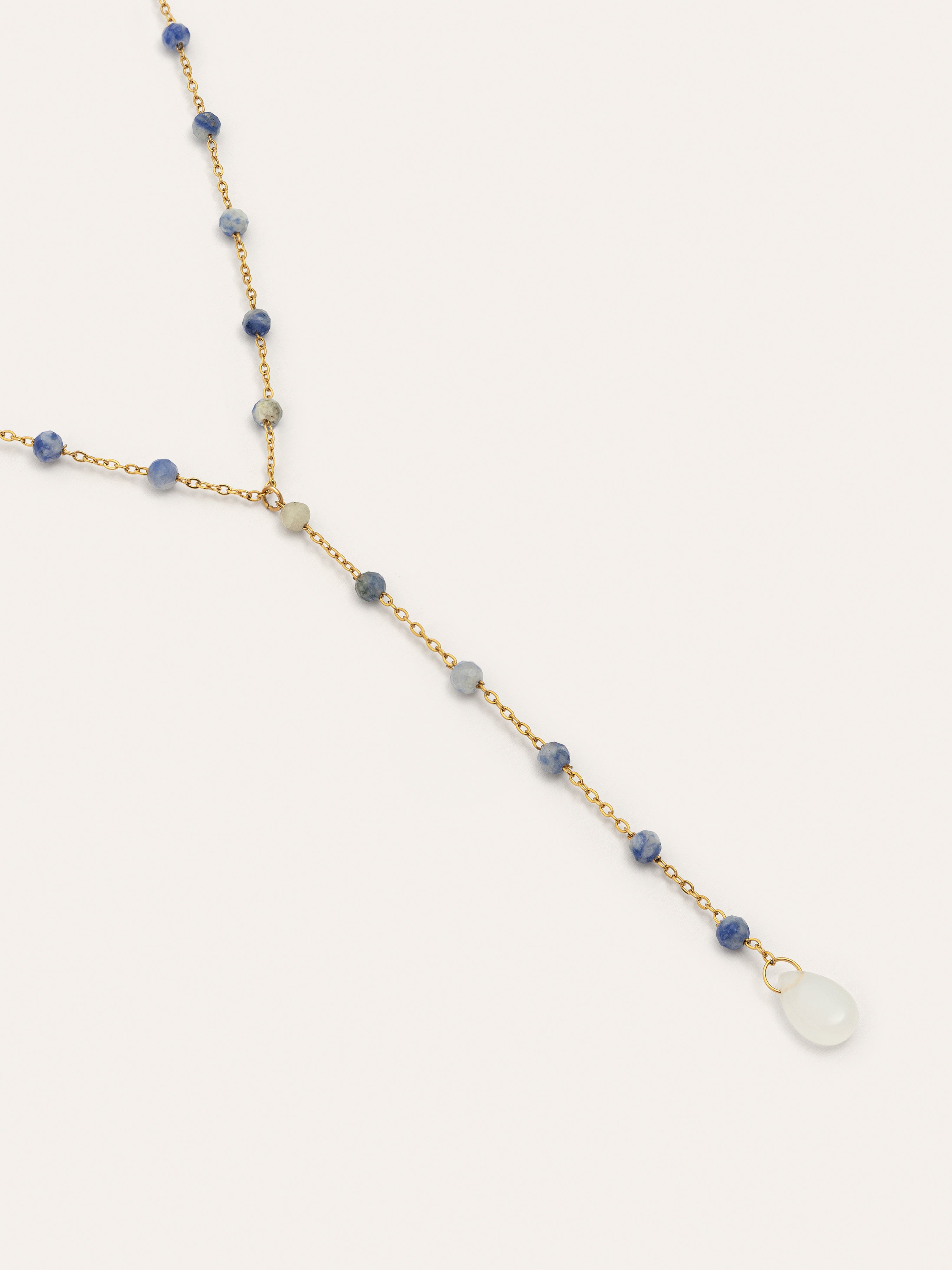 Collar Y Cianita Stones Acero Baño Oro