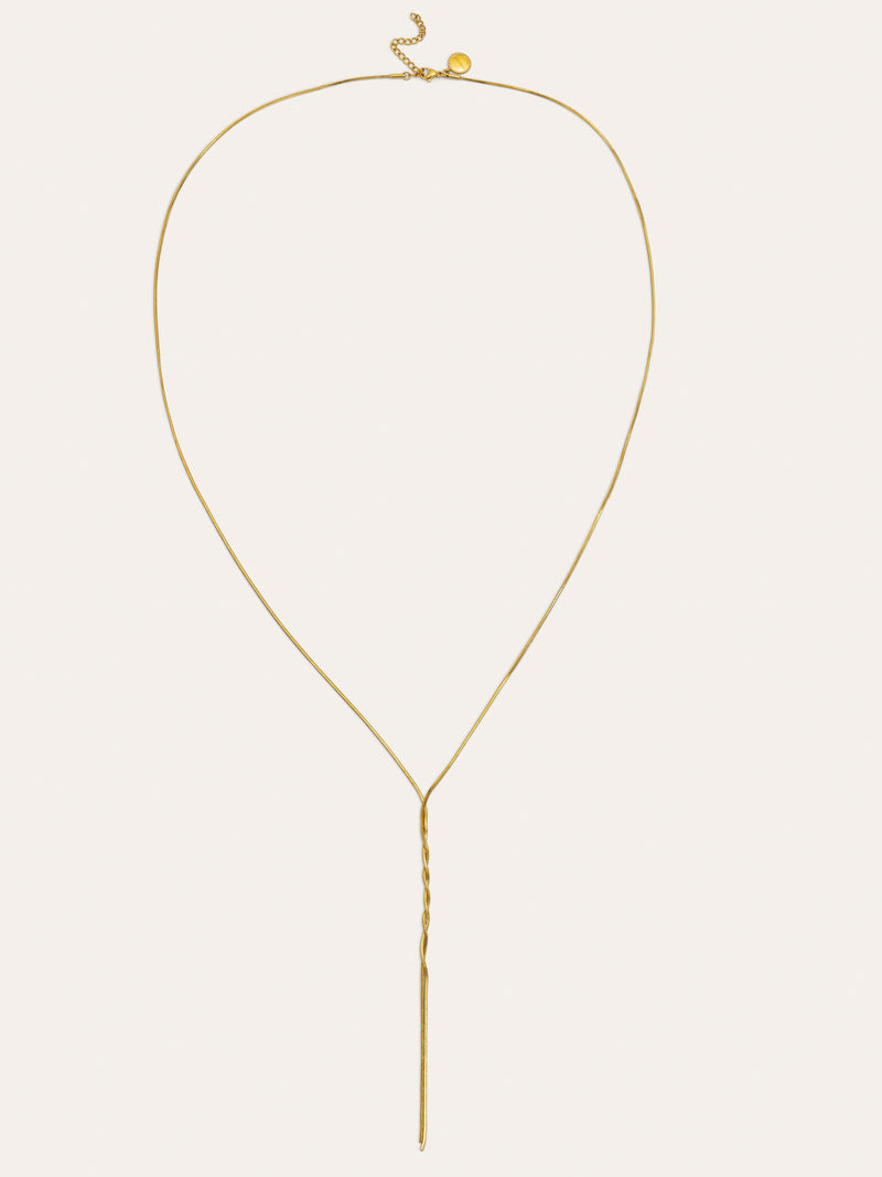 Fine Tressia Y Stainless Steel Gold Necklace