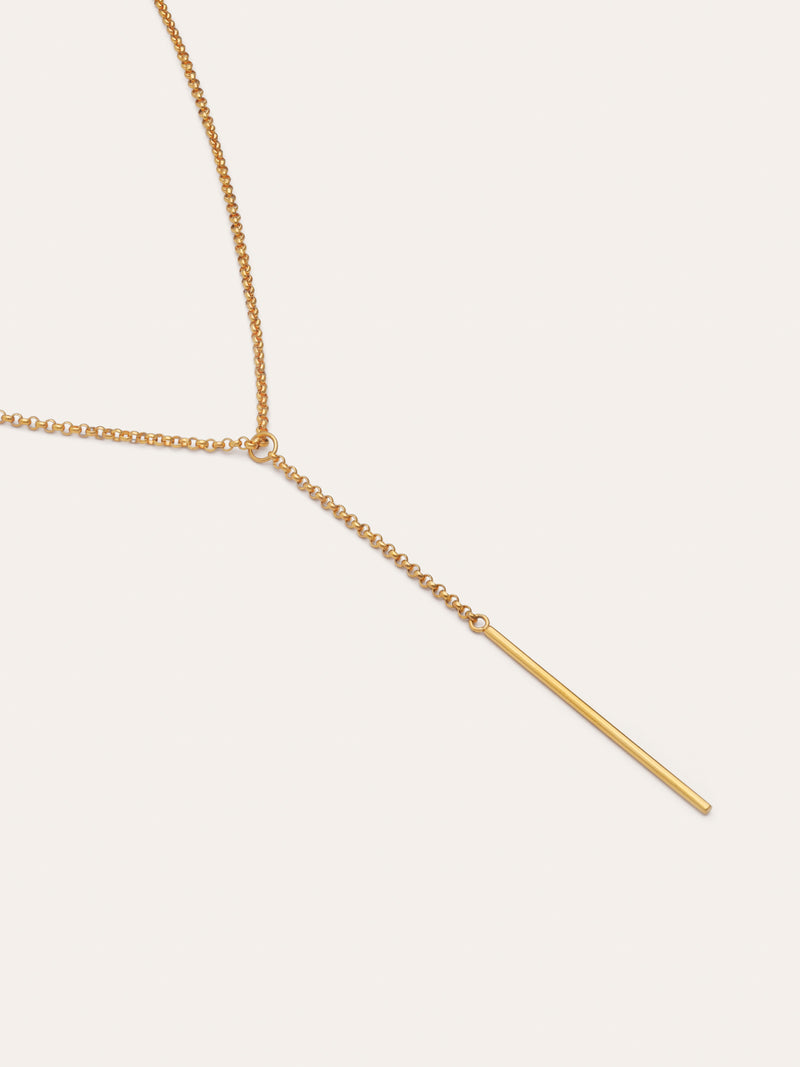 Collier Y Stick en acier plaqué or