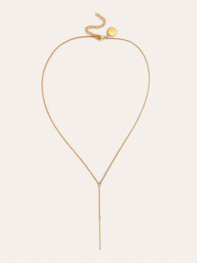 Collier Y Stick en acier plaqué or