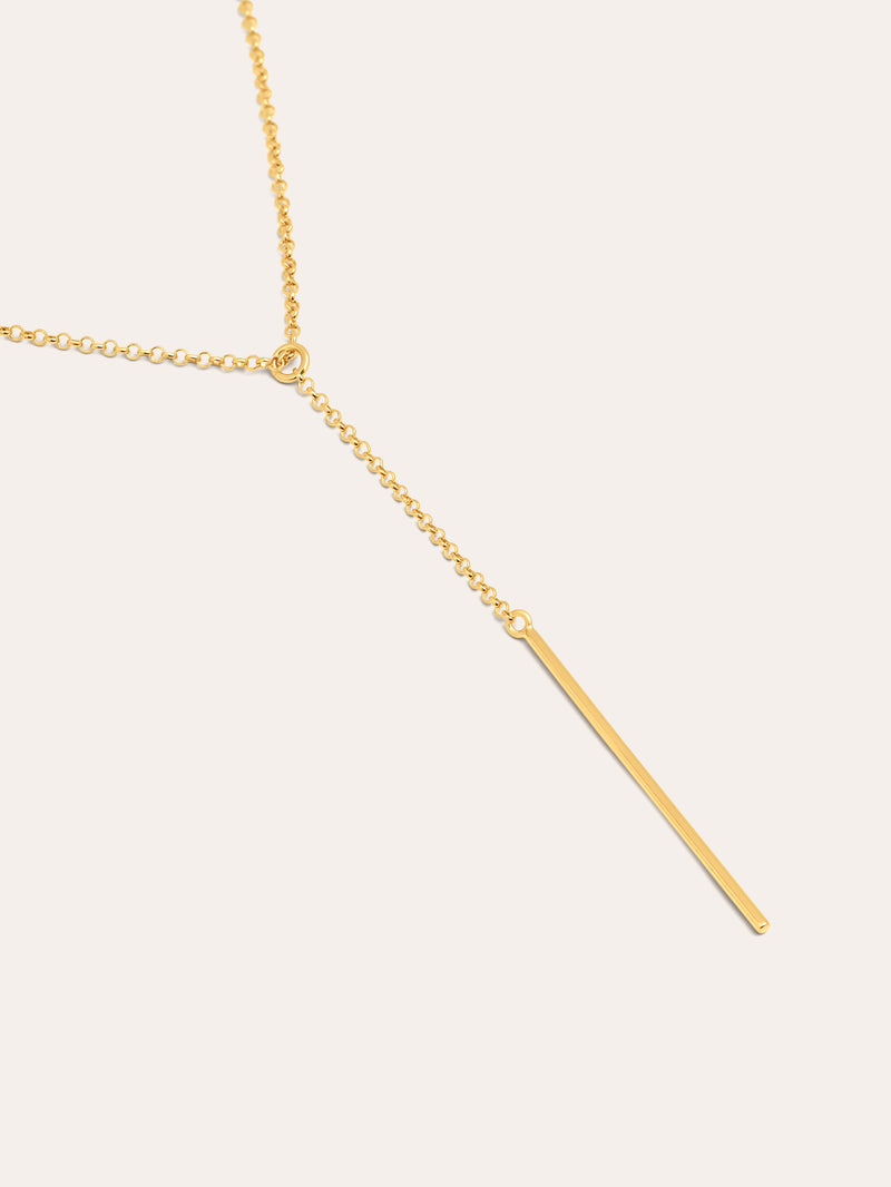 Colar Y Stick Prata Banho de Ouro