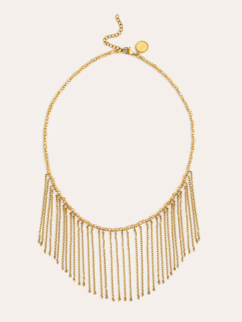 Halskette Zafira Champagne Stahl mit 18kt Goldbeschichtung