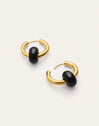 Carmen True Black Stainless Steel Gold Hoop Earrings