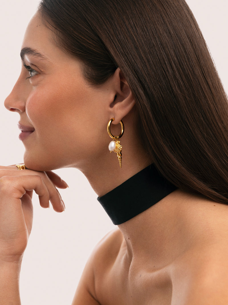 Carmen True Mar Hoop Earrings Gold Plated Steel