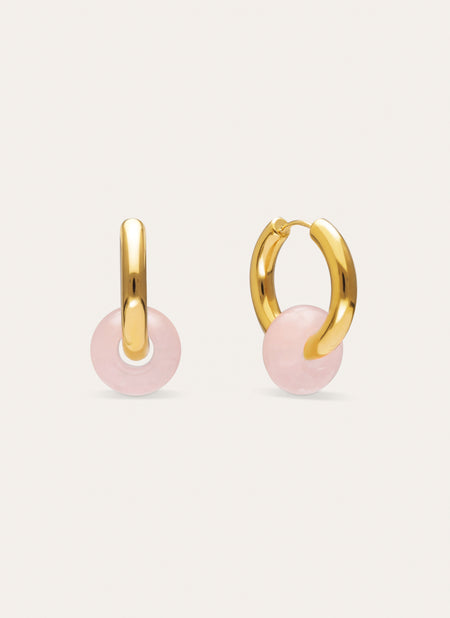 Carmen True Rose Hoop Earrings Steel Gold Plated