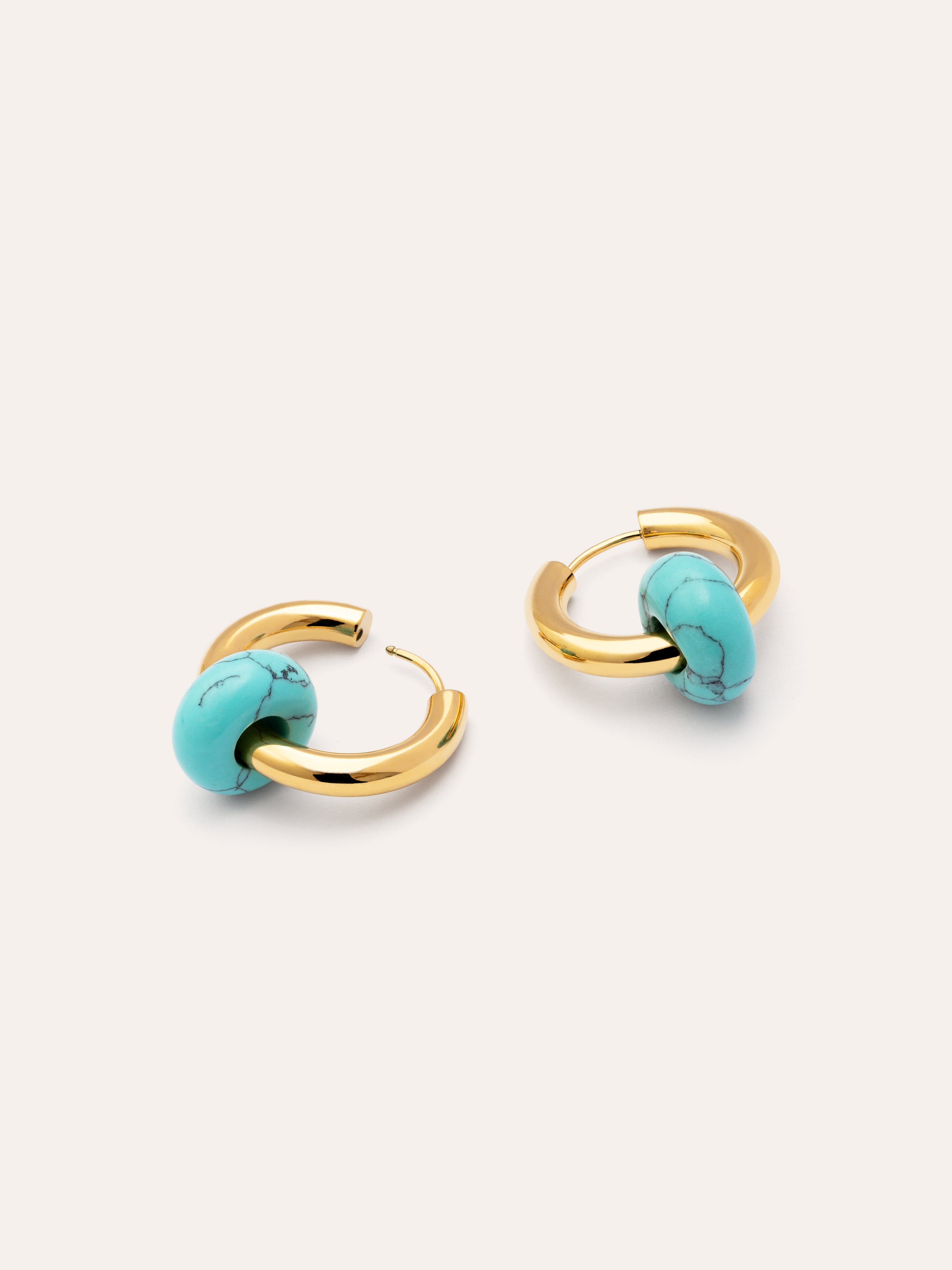Pendientes Aro Carmen True Turquesa Acero Baño Oro