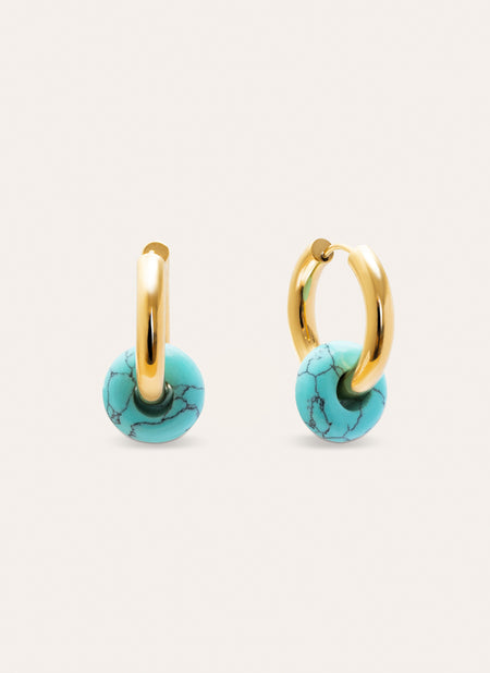 Pendientes Aro Carmen True Turquesa Acero Baño Oro