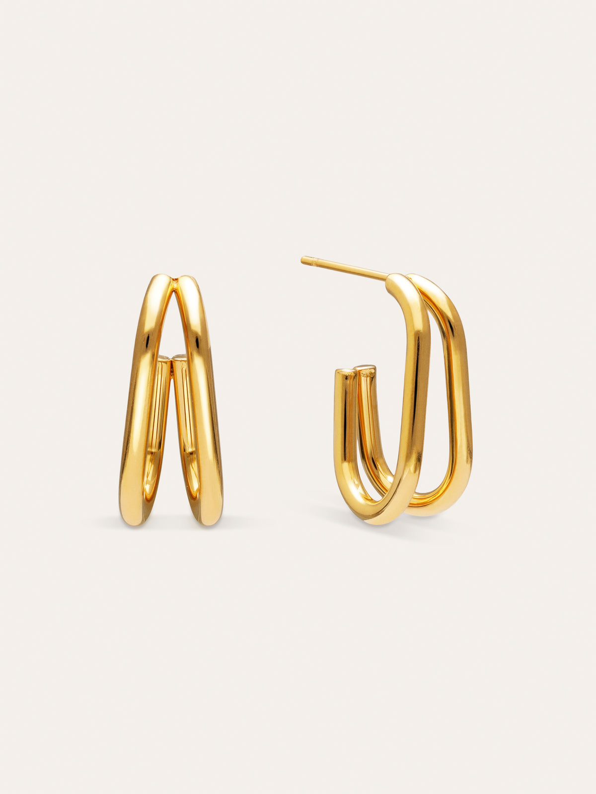 Pendientes Aro Mini Doble Bossa Acero Baño Oro