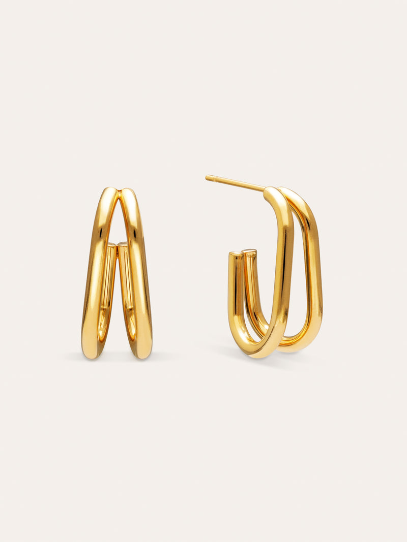 Pendientes Aro Mini Doble Bossa Acero Baño Oro