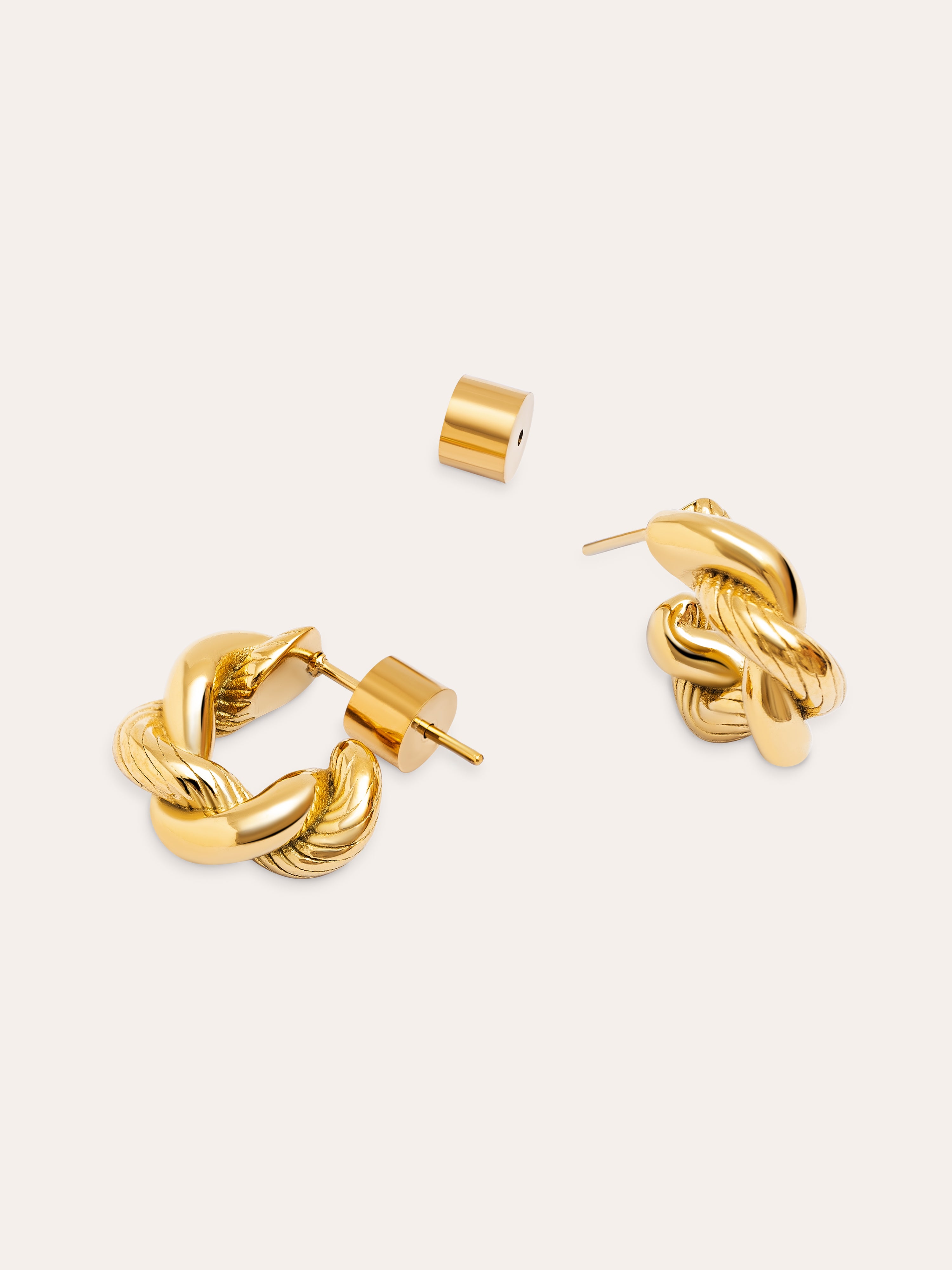 Pendientes Aro Mini Twist Rope Acero Baño Oro