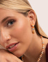 Ambar Stones Stainess Steel Gold Earrings 