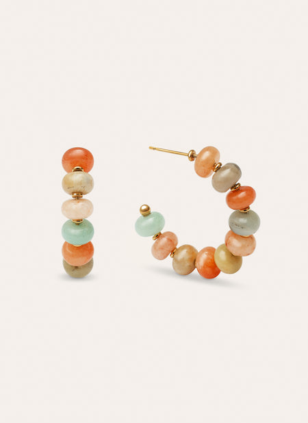 Pendientes Aro Ámbar Stones Acero Baño Oro