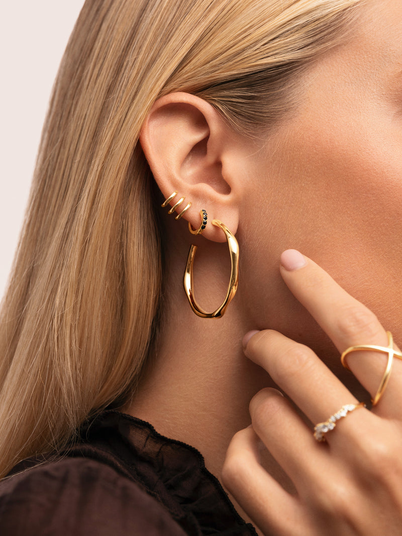 Single Hoop Earring Trio Steel Gold-Plated