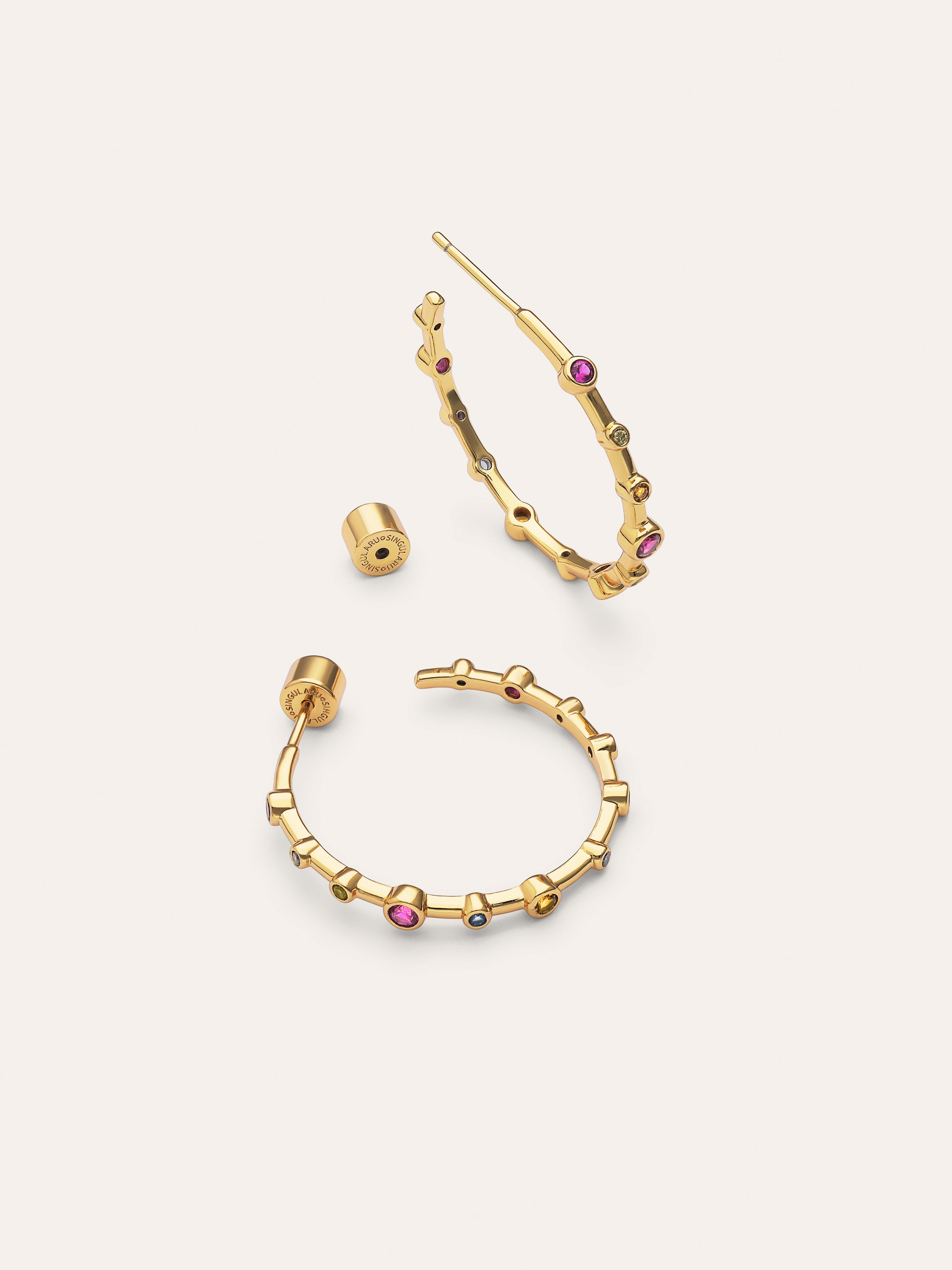 Pendientes Aro Rainbow Bubbles L Baño Oro