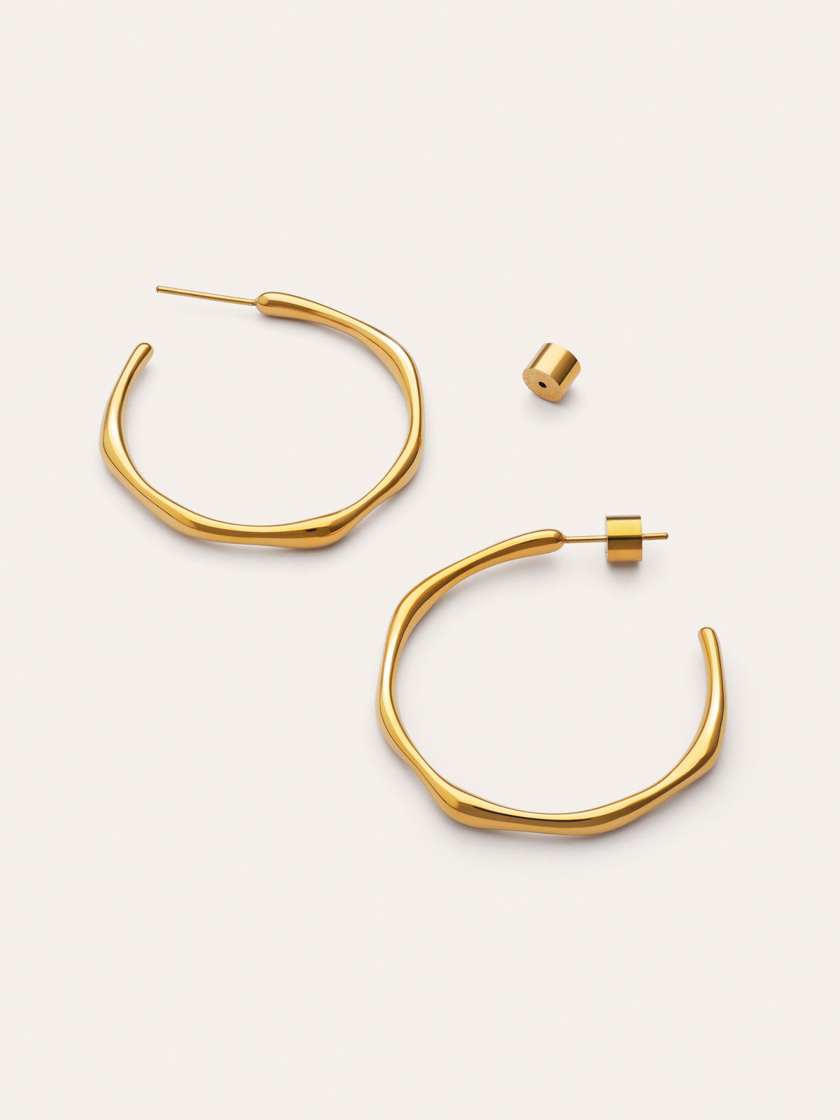 Imagen detalle de Pendientes Aro Bamboo Acero Baño Oro