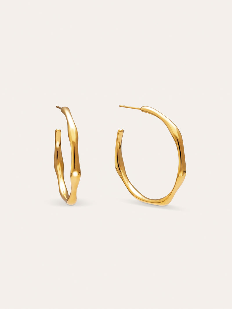 Pendientes Aro Bamboo Acero Baño Oro